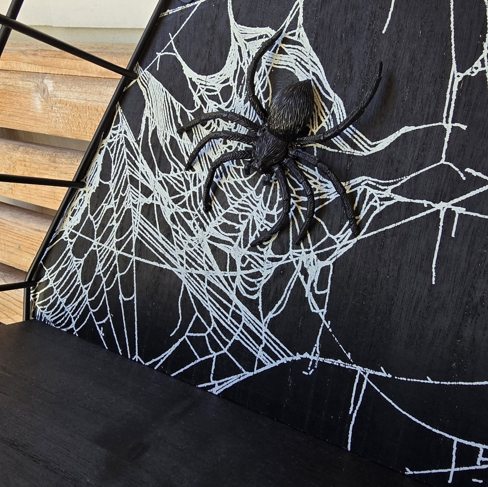 Black Coffin-Casket Shaped Shelf with Spider Web Wall Table Wooden - Picture 5 of 6
